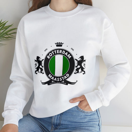 Sweater loose regular wit - Het wapen van Rotterdam - logo voor groot