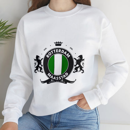 Sweater loose regular wit - Het wapen van Rotterdam - logo voor groot
