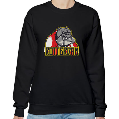 Sweater loose regular zwart - Bulldog Rotterdam - logo voor groot