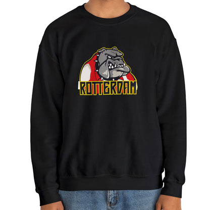 Sweater loose regular zwart - Bulldog Rotterdam - logo voor groot