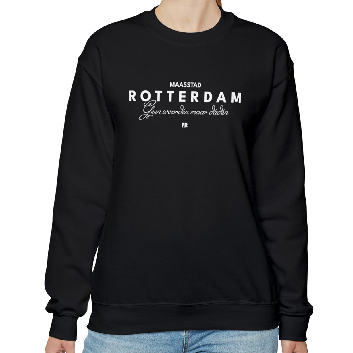 Sweater loose regular - Rotterdam - Geen woorden maar daden - logo voor groot