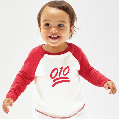 T-shirt baby lange mouwen rood/wit - 010 - logo voor