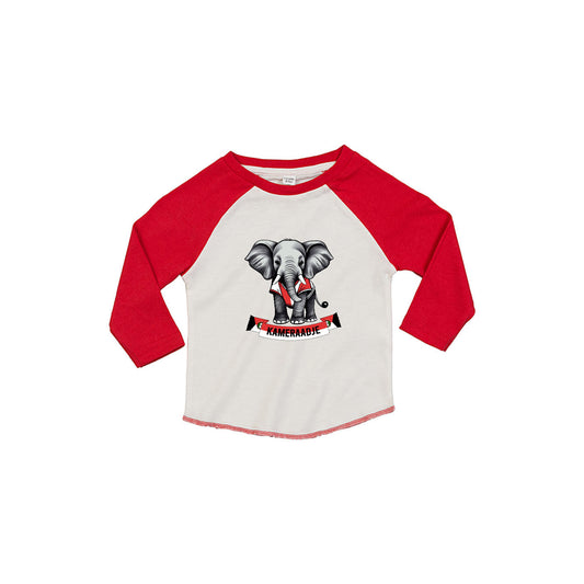 T-shirt baby lange mouwen rood/wit - Kameraadje olifant - logo voor