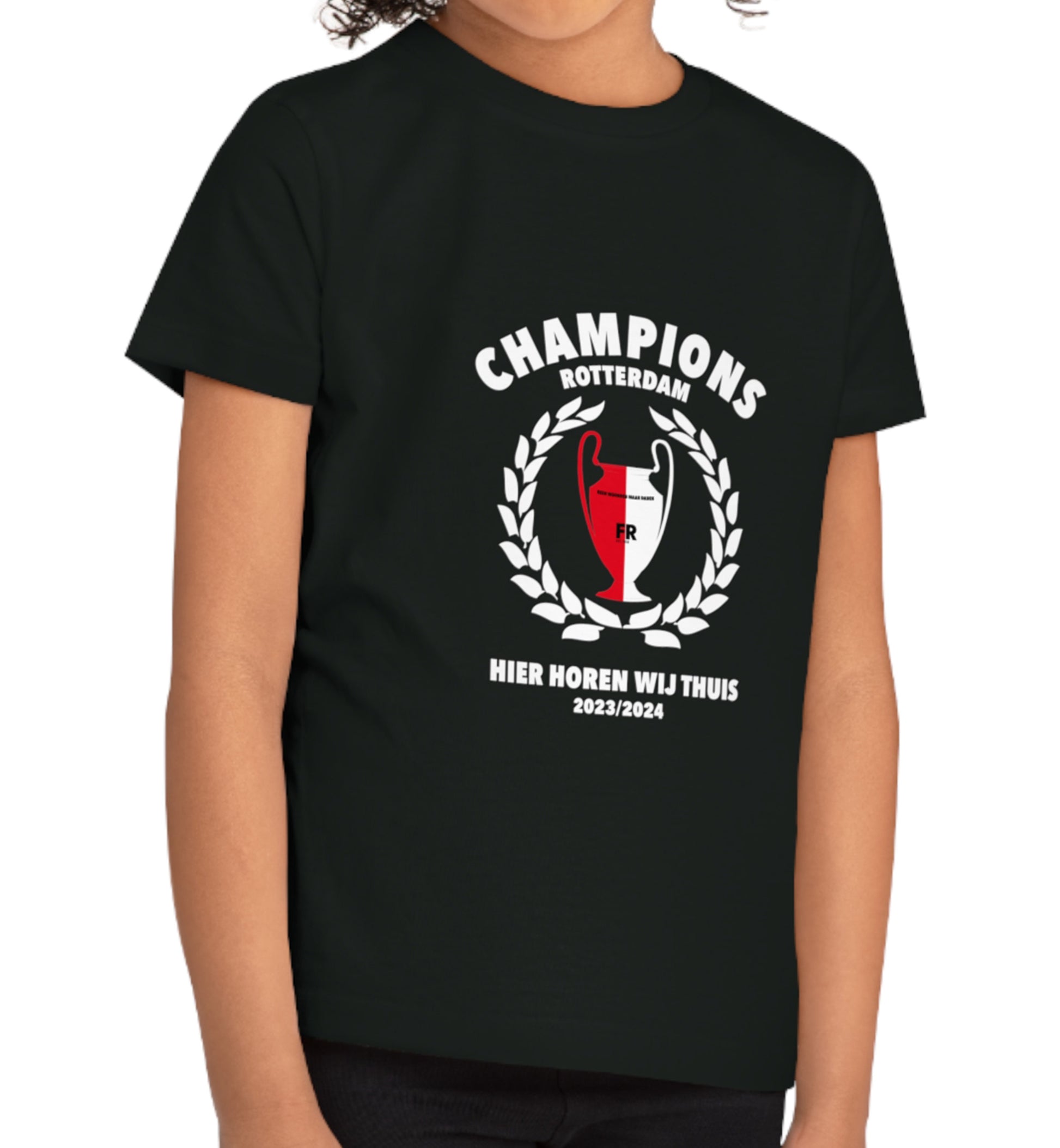Zwart Feyenoord kinder t-shirt met Champions League design