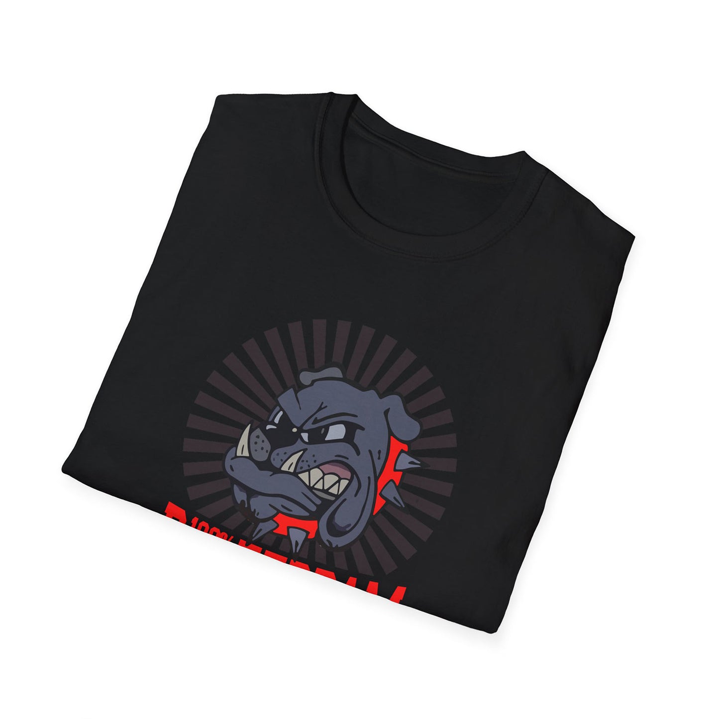 T-shirt regular zwart - 100% Rotterdam - Bulldog - logo voor groot