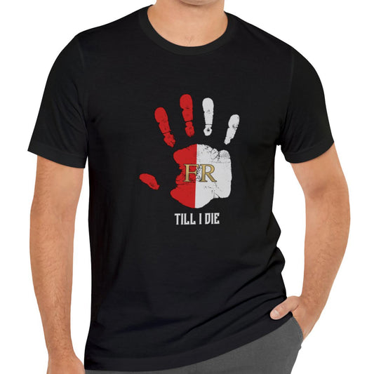 T-shirt regular zwart - FR - Till i die hand - logo voor groot