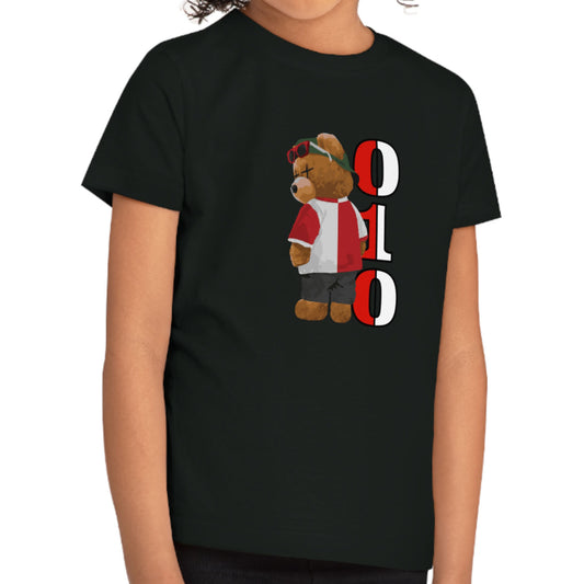 T-shirt regular zwart - kids - FR - 010 beer - logo voor groot