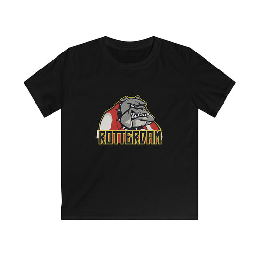 T-shirt regular zwart - kids - Bulldog Rotterdam - logo voor groot