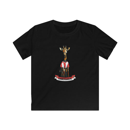 T-shirt regular zwart - kids - Kameraadje giraffe - logo voor groot