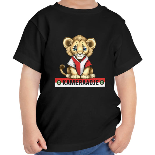 T-shirt regular zwart - kids - Kameraadje leeuw - logo voor groot