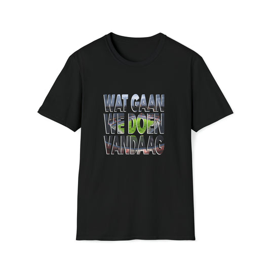 Zwart t-shirt de Kuip in wat gaan we doen vandaag letters