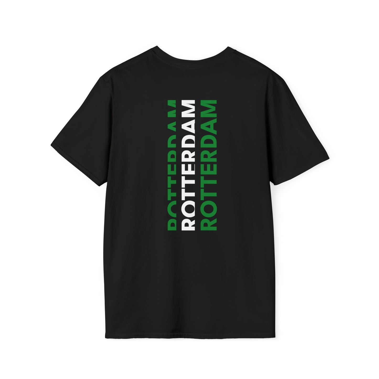 Zwart t-shirt met Rotterdam in groen wit groen