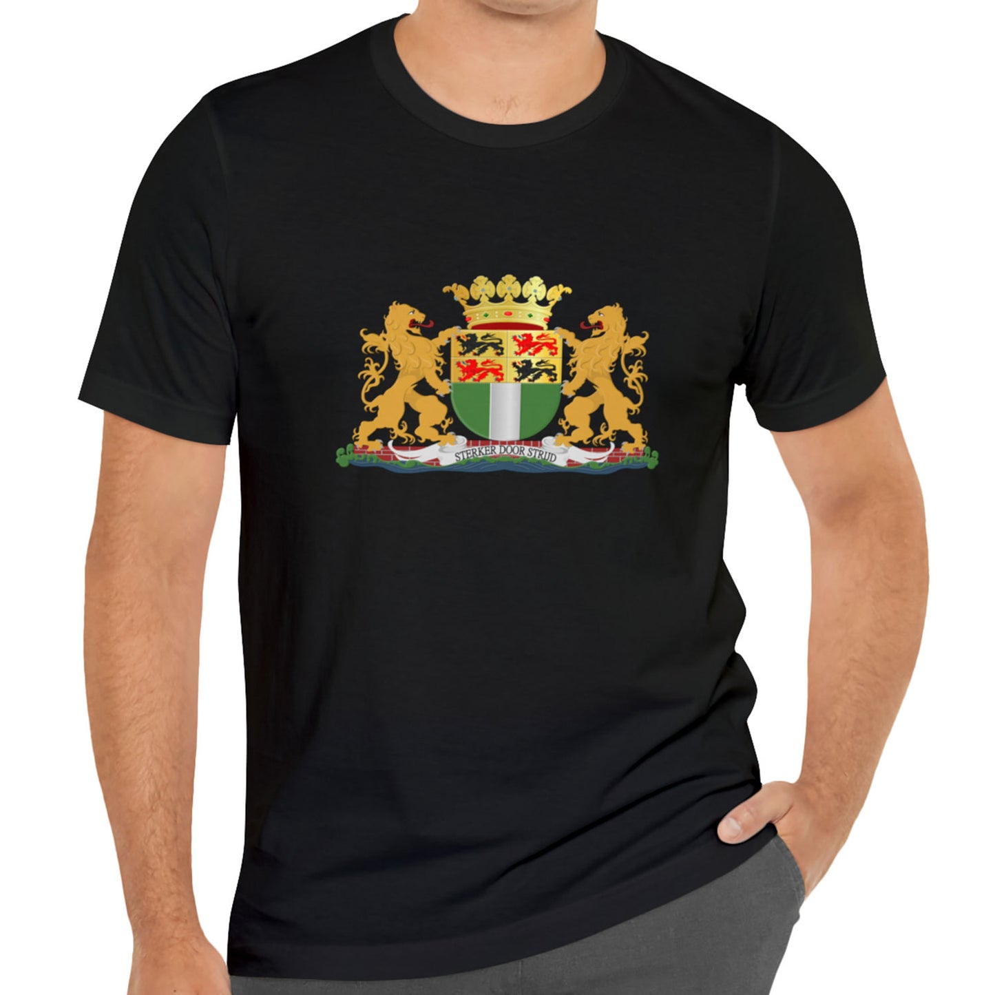 Zwart t-shirt met het wapen van Rotterdam