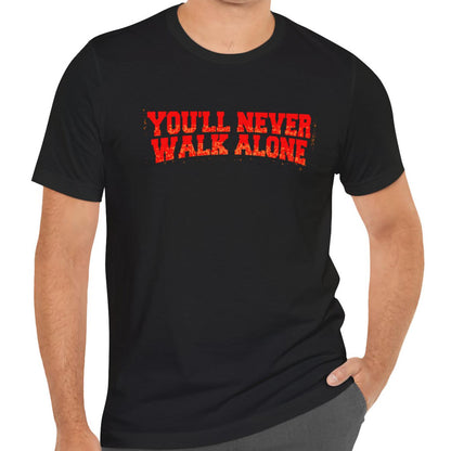 T-shirt regular zwart - You'll never walk alone - Fakkel rood