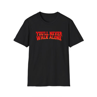 T-shirt regular zwart - You'll never walk alone - Fakkel rood