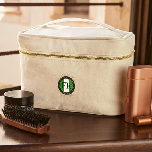 Toilettas rondrits beige - FR - Wat gaan we doen vandaag - logo voor