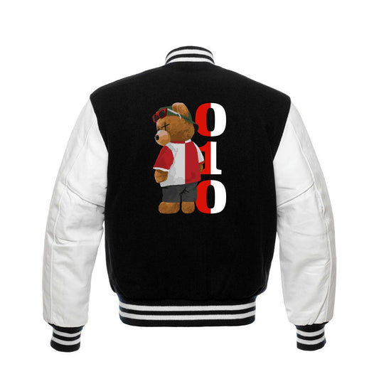 Varsity jas zwart - 010 Beer - FR - logo links