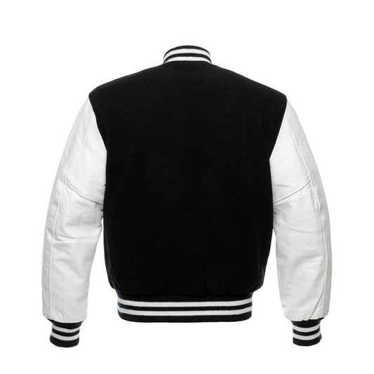 Varsity jas zwart - FR - Wat gaan we doen vandaag - logo links