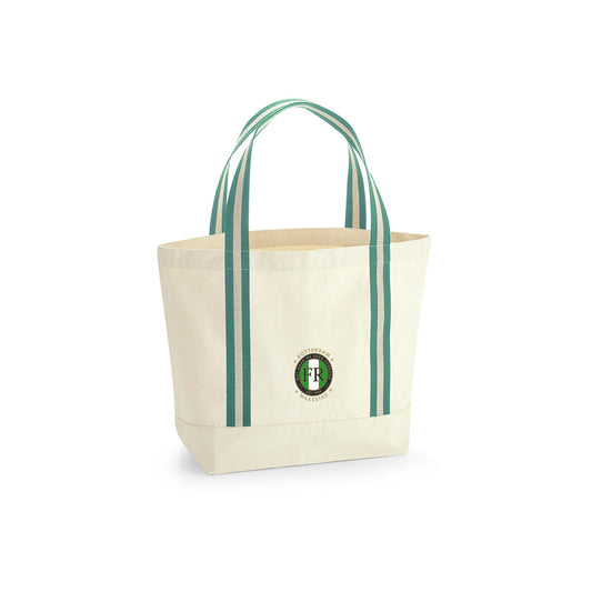 XL shopper tas groen wit groen - FR - Wat gaan we doen vandaag - logo groot