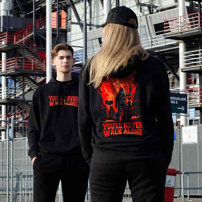 Hoodie relax - You'll never walk alone - Fakkel rood