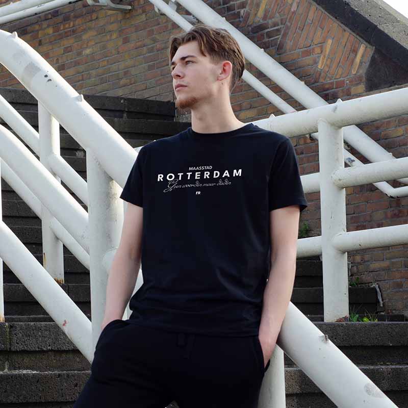 T-shirt regular - Rotterdam - Geen woorden maar daden - logo voor groot