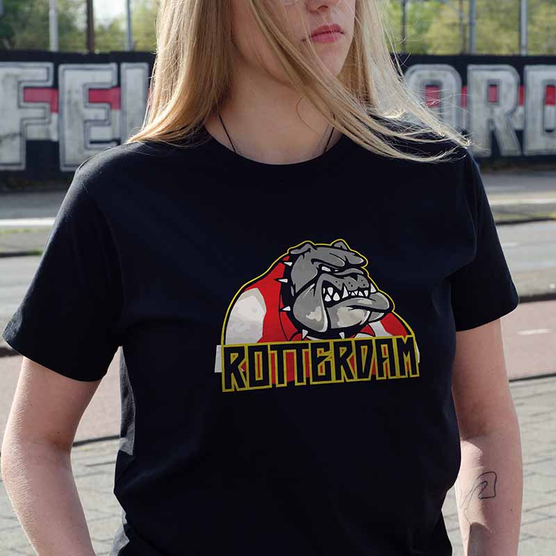 T-shirt regular - Bulldog Rotterdam - logo voor groot