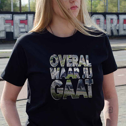 T-shirt regular zwart - de Kuip - Overal waar jij gaat - logo voor groot