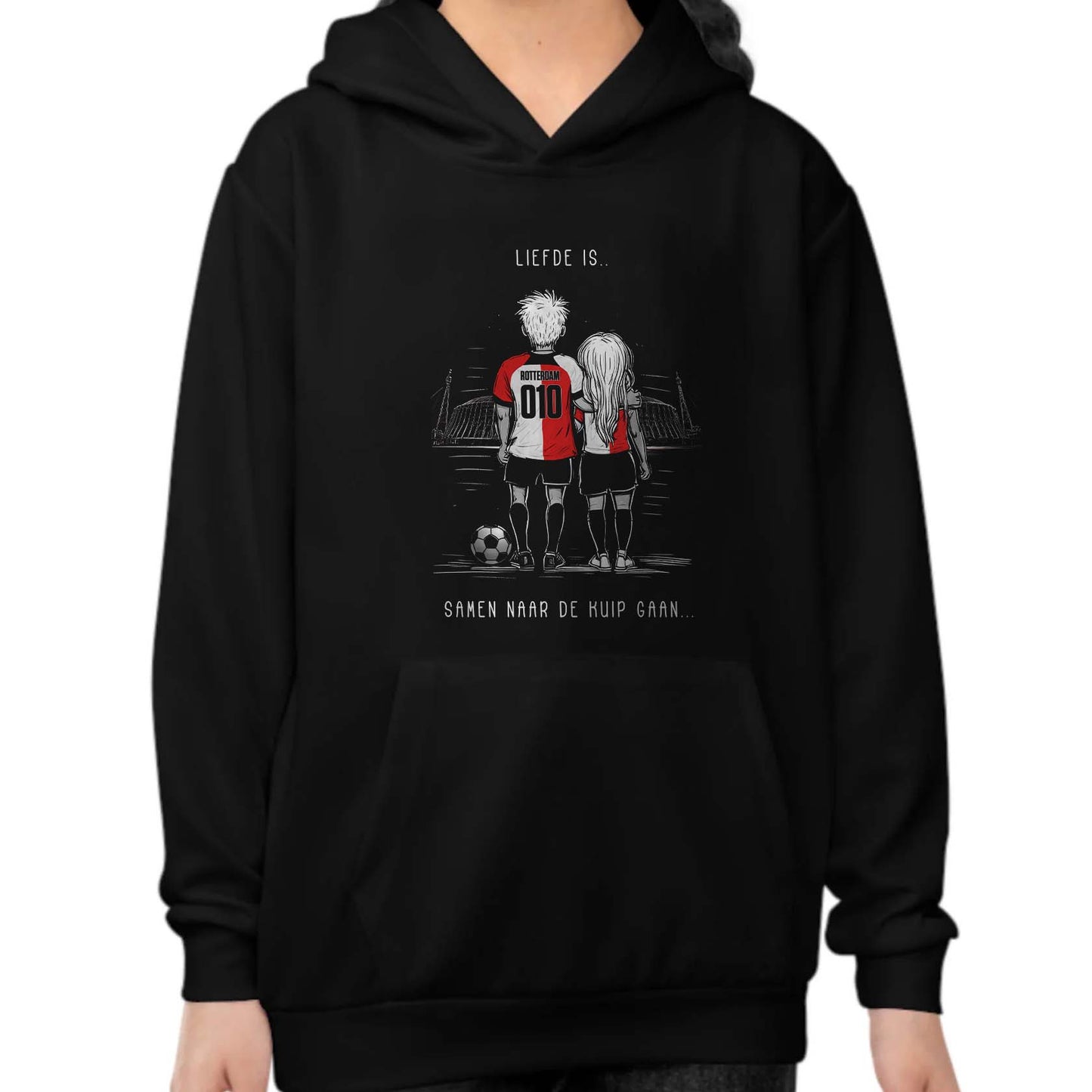 Hoodie regular zwart - kids - Liefde is samen naar de kuip gaan