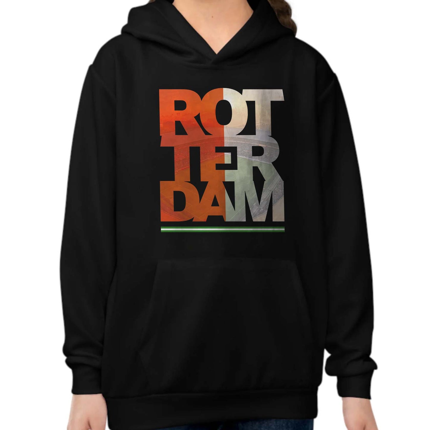 Hoodie regular zwart - kids - ROT TER DAM