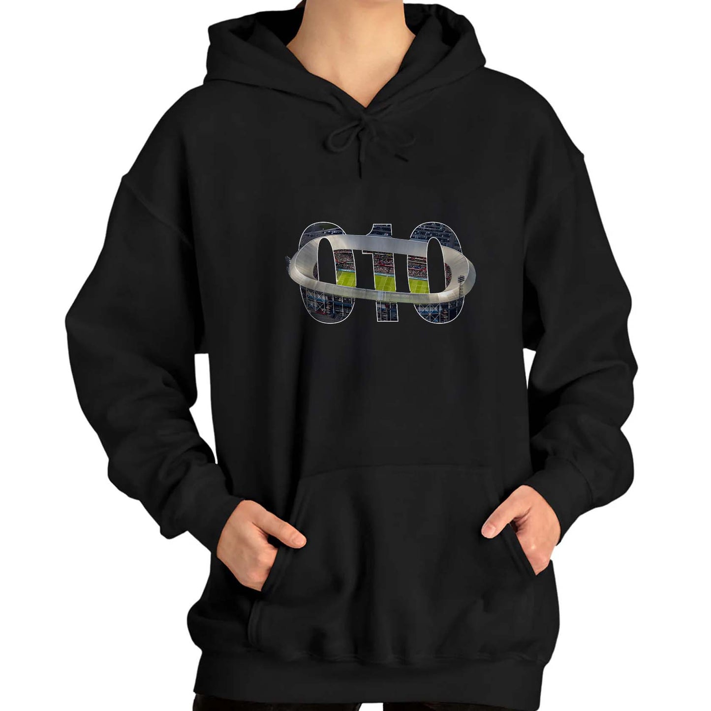 Hoodie relax zwart - 010 Stadion