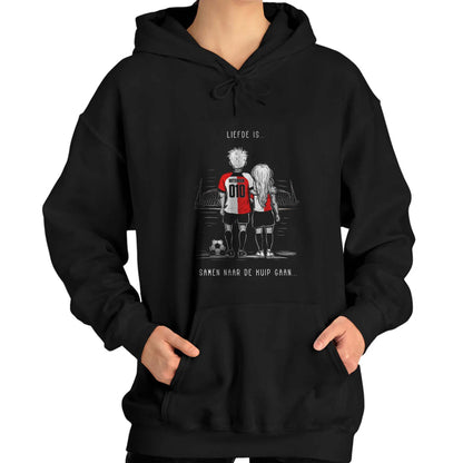 Hoodie relax zwart - Liefde is samen naar de kuip gaan