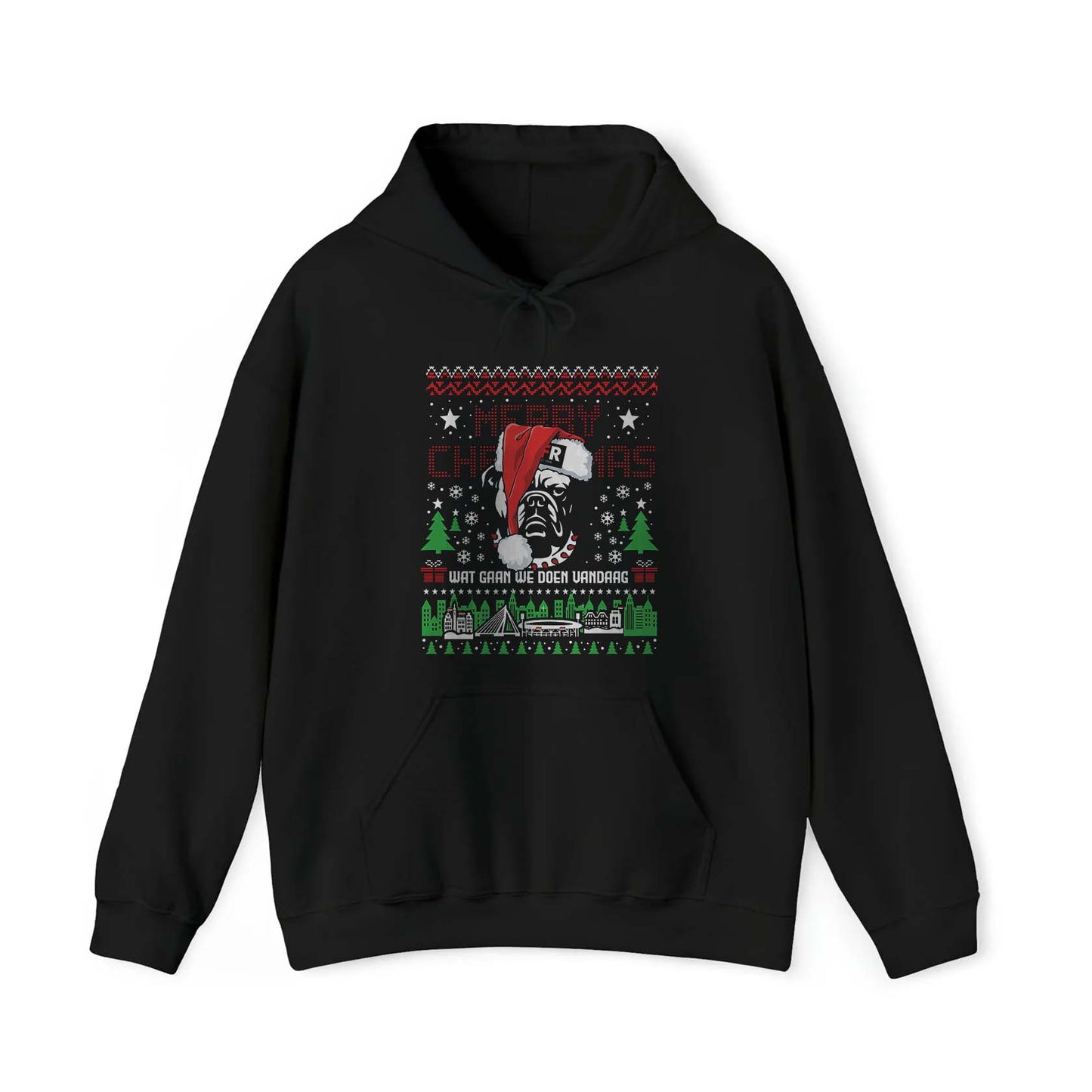 Kerst hoodie relax zwart - FR Kerst Bull Dog