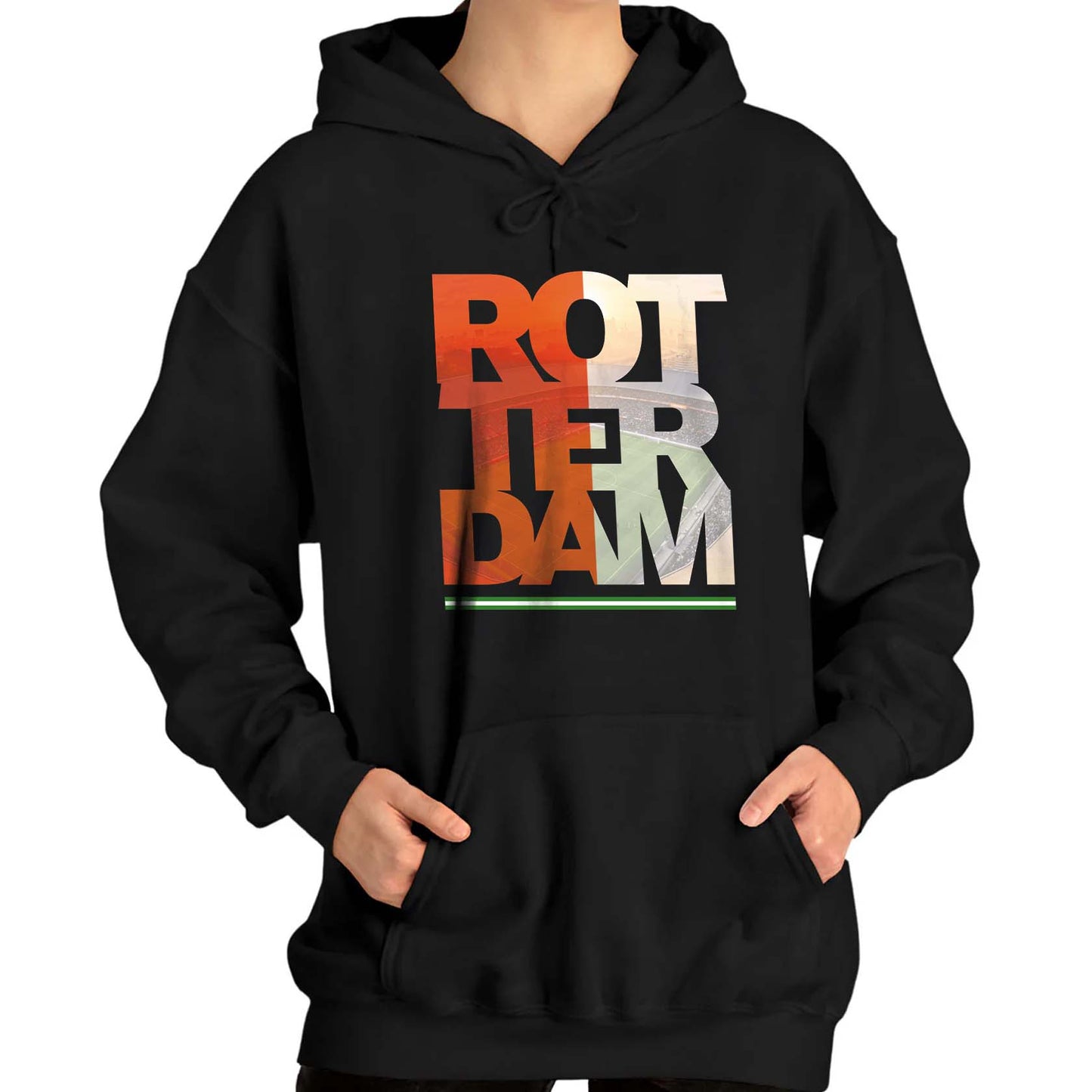Hoodie relax zwart - ROT TER DAM