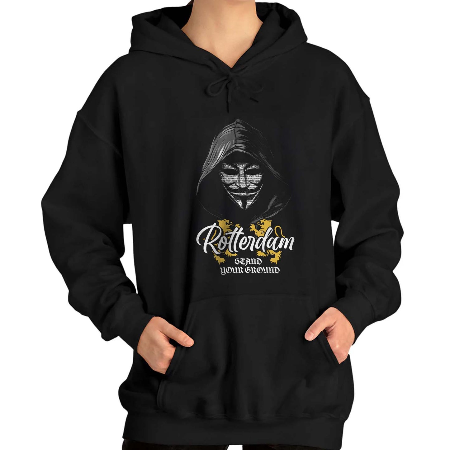 Hoodie relax zwart - Vendetta - Rotterdam stand your ground