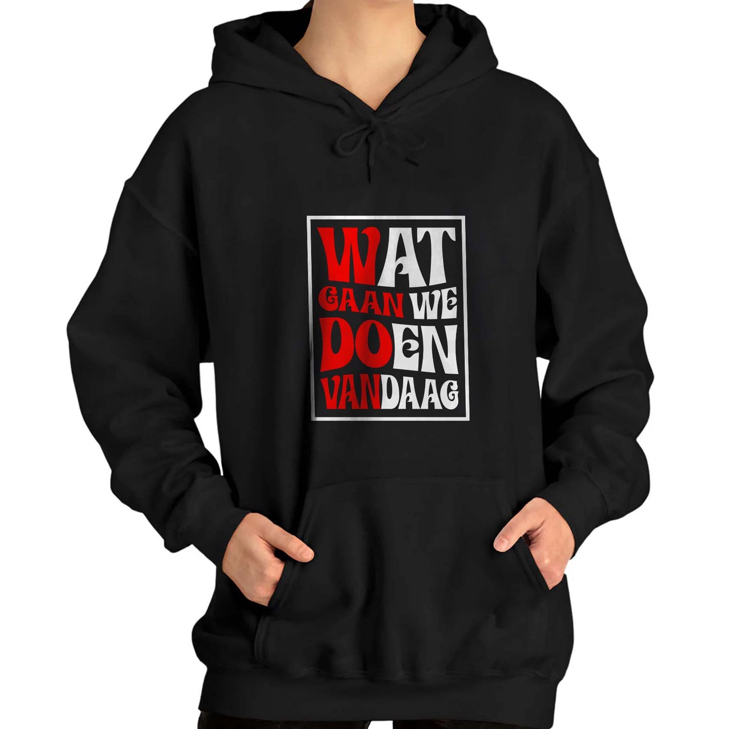 Hoodie relax - Rood wit - Wat gaan doen vandaag
