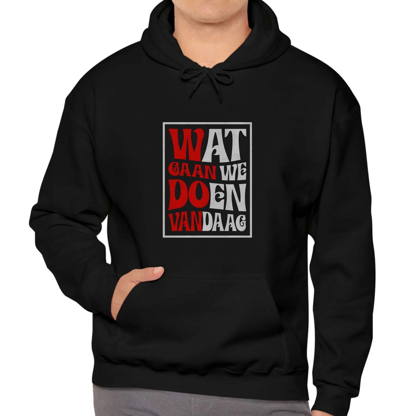 Hoodie relax - Rood wit - Wat gaan doen vandaag