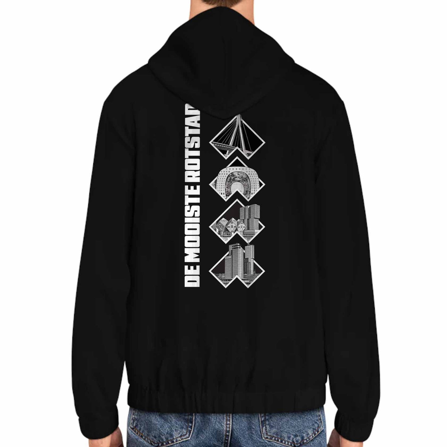 Hoodie met rits relax zwart - De Mooiste Rotstad