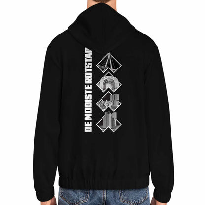 Hoodie met rits relax zwart - De Mooiste Rotstad