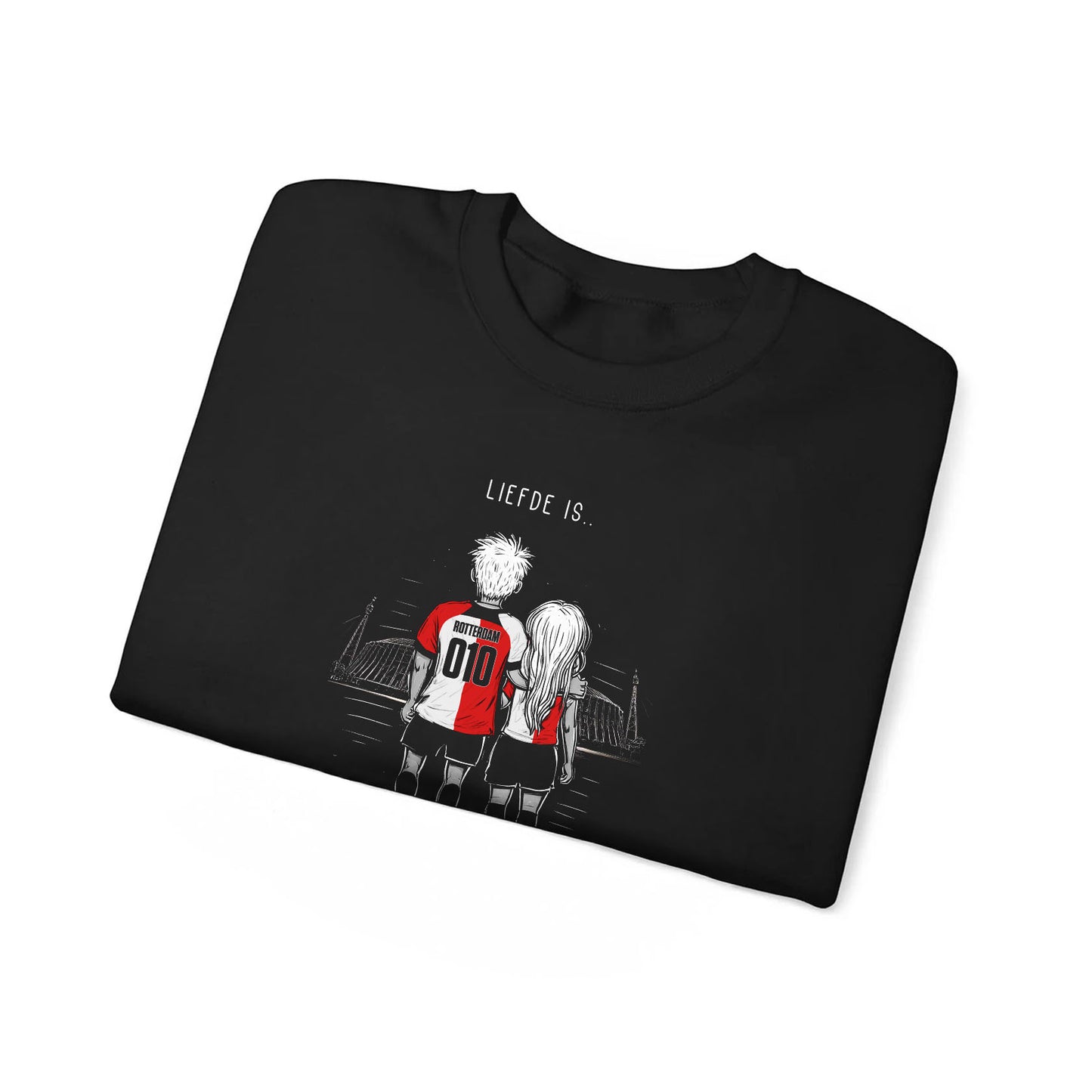 Sweater regular zwart - Liefde is samen naar de Kuip gaan