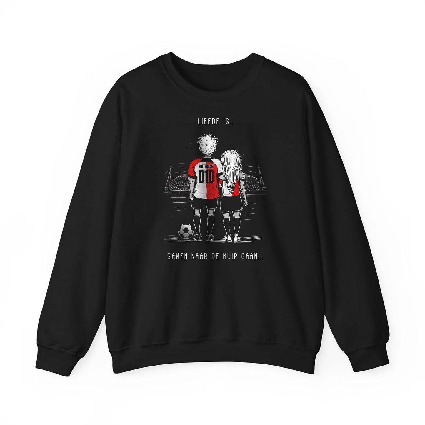 Sweater regular zwart - Liefde is samen naar de Kuip gaan