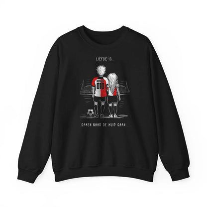Sweater regular zwart - Liefde is samen naar de Kuip gaan