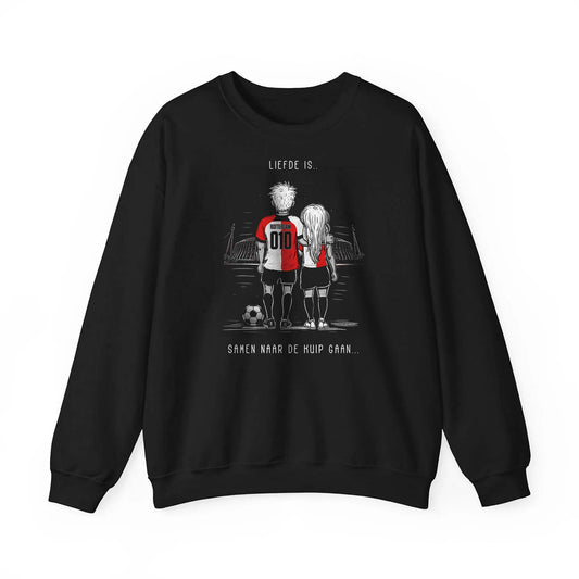 Sweater regular zwart - Liefde is samen naar de Kuip gaan