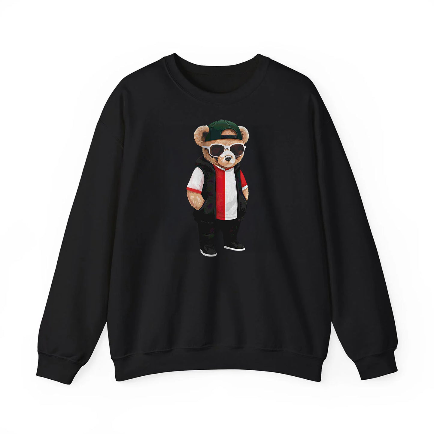 Sweater regular zwart - Hand in zakken beer