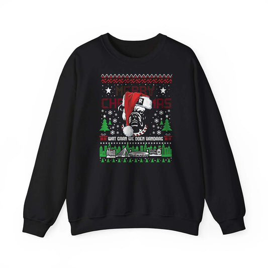 Kerst sweater regular zwart - FR Bull Dog Kersttrui 🎄✨