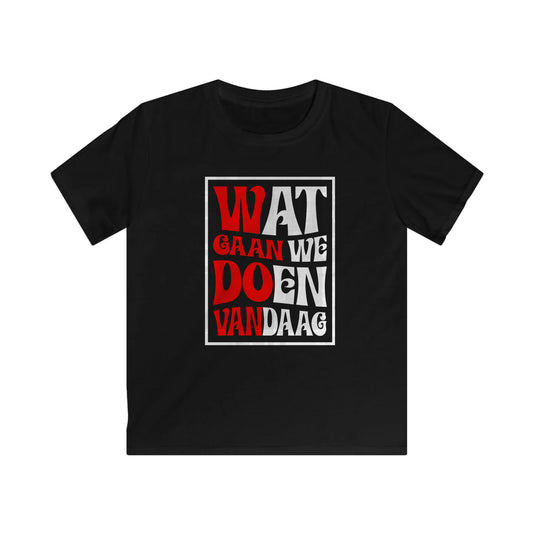 T-shirt regular zwart - kids - Rood wit - Wat gaan doen vandaag