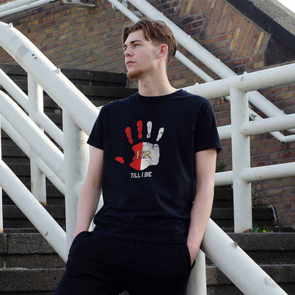 T-shirt regular zwart - FR - Till i die hand - logo voor groot