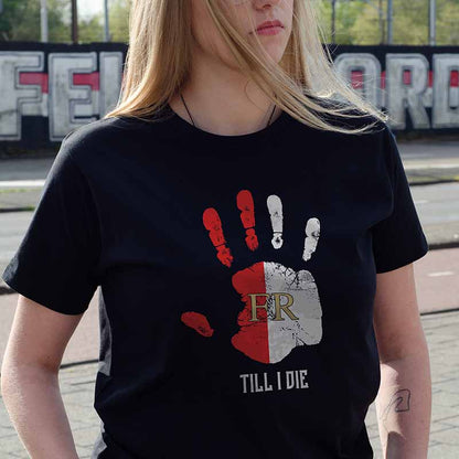 T-shirt regular zwart - FR - Till i die hand - logo voor groot