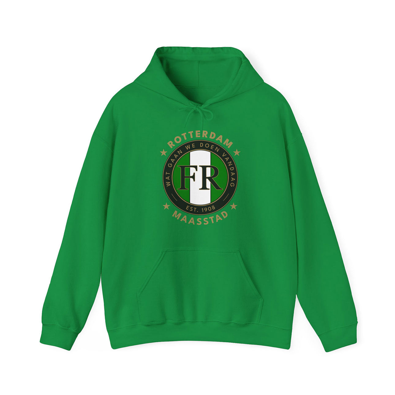 Hoodie relax zwart - FR- Wat gaan we doen vandaag - logo voor groot