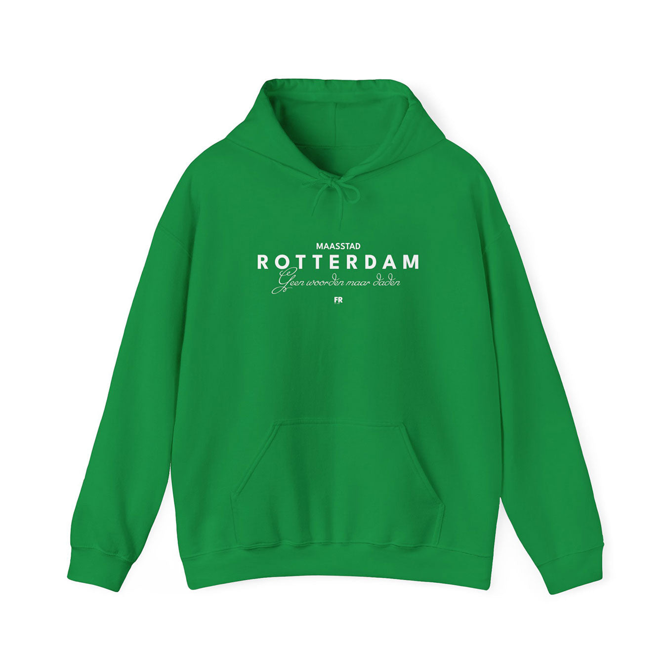 Hoodie relax - Rotterdam - Geen woorden maar daden - logo voor groot