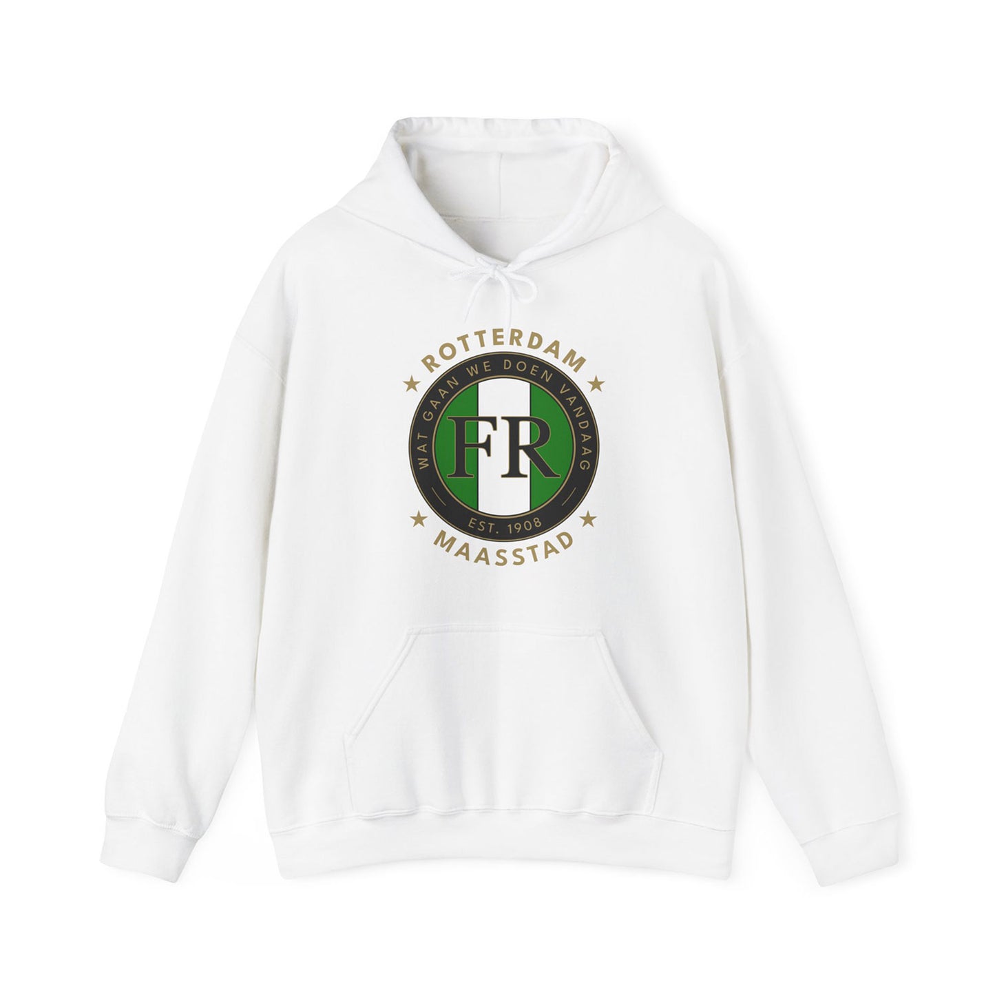 Hoodie relax zwart - FR- Wat gaan we doen vandaag - logo voor groot